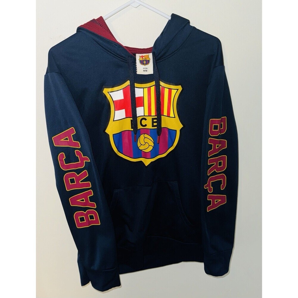 FC Barcelona FCB Soccer Men's Sz Medium Pullover Hoodie Officially Licensed Blue